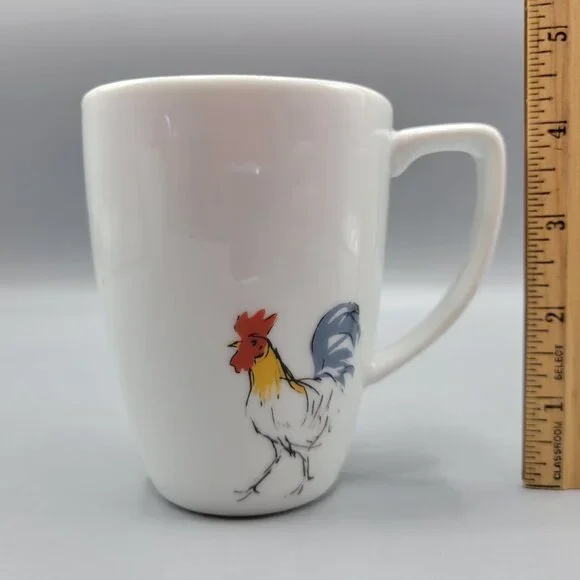 Vintage Set Of 2 Corelle Coordinates Mugs Country Dawn Rooster Coffee Tea Cup - Picture 10 of 10